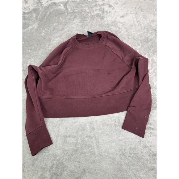 Nike Sportswear Women's Oversized Cropped Sweatshiet Size Small Red Swoosh - Picture 1 of 11
